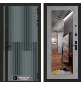 Входная дверь ISSIDA с зеркалом 18 - Бетон светлый