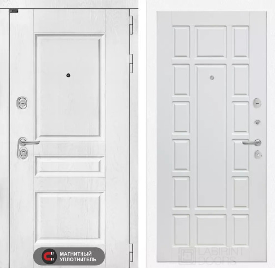 Входная дверь VERSAL 12 - Белое дерево | Классическая MDF панель 16 мм с наличником, цвет 