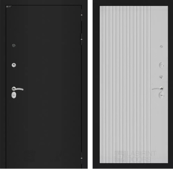 Входная дверь CLASSIC шагрень черная 29 - Белый рельеф софт | Металл с практичным покрытием 