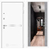 Входная дверь Лайн WHITE с Зеркалом Максимум - Бетон светлый | Металл с покрытием 
