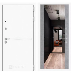 Входная дверь Лайн WHITE с Зеркалом Максимум - Бетон светлый