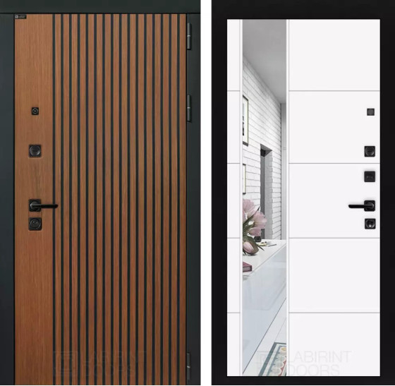 Входная дверь STORM с Зеркалом 19 -Белый софт | Декоративная МДФ панель 10 мм в цвете 