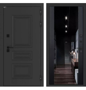 Входная дверь Аляска Лайт с Зеркалом тонированным Максимум - Черный кварц