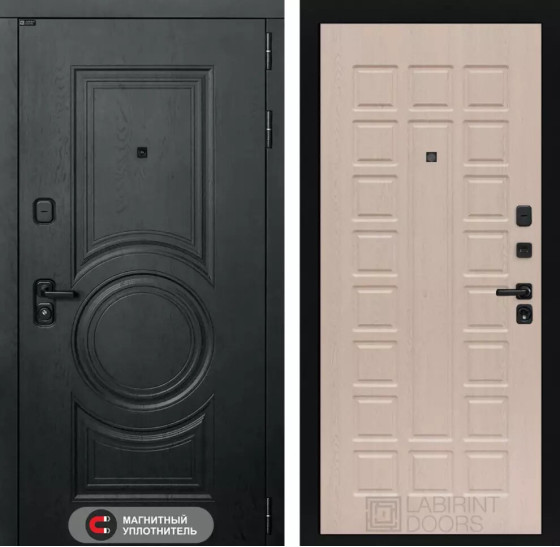 Входная дверь GRAND 04 - Беленый дуб | Стильная декоративная MDF панель 16 мм с наличником, цвет 