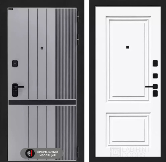 Входная дверь SKYLAB 26 - Эмаль RAL 9003 | Фрезерованная МДФ панель 10 мм, цвет 