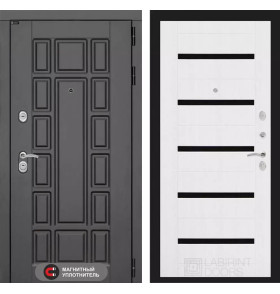 Входная дверь Нью-Йорк 01 - Белое дерево, стекло черное