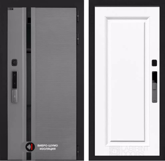 Входная дверь Пиано Смарт 2.0 панель 27 - Эмаль RAL 9003 | Фрезерованная МДФ панель 10 мм, цвет 