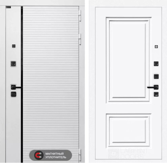 Входная дверь ROYAL 26 - Эмаль RAL 9003 | Современная MDF панель 10 мм с наличником, цвет 