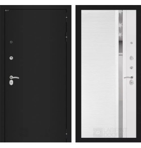 Входная дверь CLASSIC шагрень черная 31 - Белый софт, зеркальная вставка с тонировкой