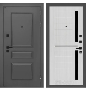 Входная дверь Орлеан 02 - Сандал белый, стекло черное