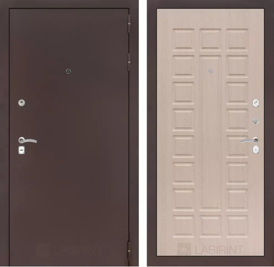 Входная дверь CLASSIC антик медный 04 -  Беленый дуб | Металл с практичным покрытием 