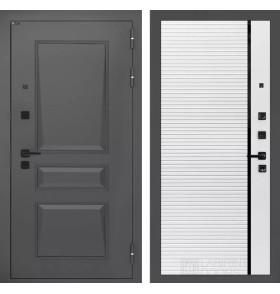 Входная дверь Орлеан 22 - Белый софт, черная вставка