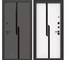 Входная дверь CARBON стекло черное фацет ФЛС-570 Белый софт