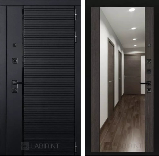 Входная дверь PIANO с зеркалом Максимум - Венге | Декоративная MDF панель 10 мм с наличниками, цвет 