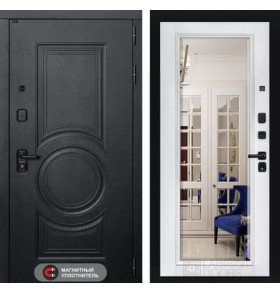 Входная дверь GRAND с Зеркалом Фацет - Белый софт