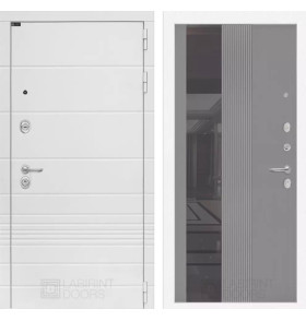 Входная дверь Трендо с Зеркалом 32 тонированным - Серый рельеф софт