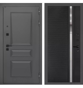 Входная дверь Орлеан 31 - Черный кварц, зеркальная вставка с тонировкой