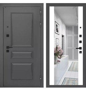 Входная дверь Орлеан с Зеркалом Максимум - Белый софт