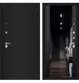 Входная дверь CLASSIC шагрень черная  с Зеркалом тонированным Максимум - Черный кварц