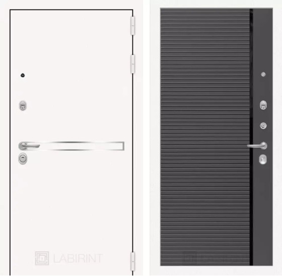 Входная дверь Лайн WHITE 22 - Графит софт, черная вставка | Металл с покрытием 