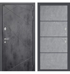 Входная дверь LOFT 25 - Бетон светлый, черный молдинг