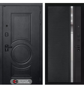 Входная дверь GRAND 31 - Черный кварц, зеркальная вставка с тонировкой