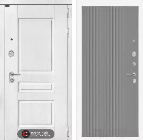 Входная дверь VERSAL 29 - Серый рельеф софт | Классическая MDF панель 16 мм с наличником, цвет 