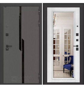 Входная дверь CARBON с Зеркалом Фацет - Белый софт