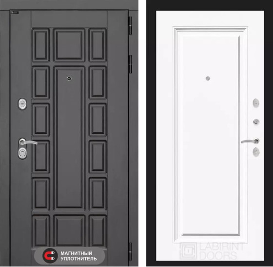 Входная дверь Нью-Йорк 27 - Эмаль RAL 9003 | Декоративная MDF панель 16 мм с наличником, цвет 
