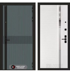 Входная дверь ISSIDA 31 - Белый софт, зеркальная вставка с тонировкой