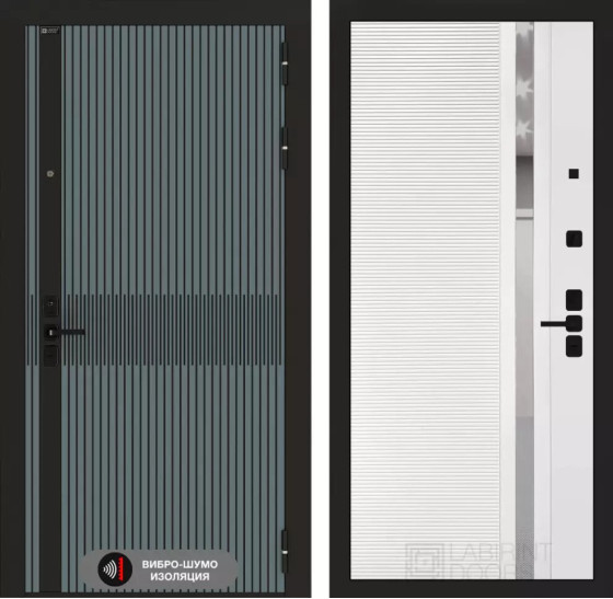 Входная дверь ISSIDA 31 - Белый софт, зеркальная вставка с тонировкой | Фрезерованная МДФ панель 10 мм, цвет 