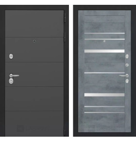 Входная дверь ART 20 - Бетон темный, зеркальные вставки