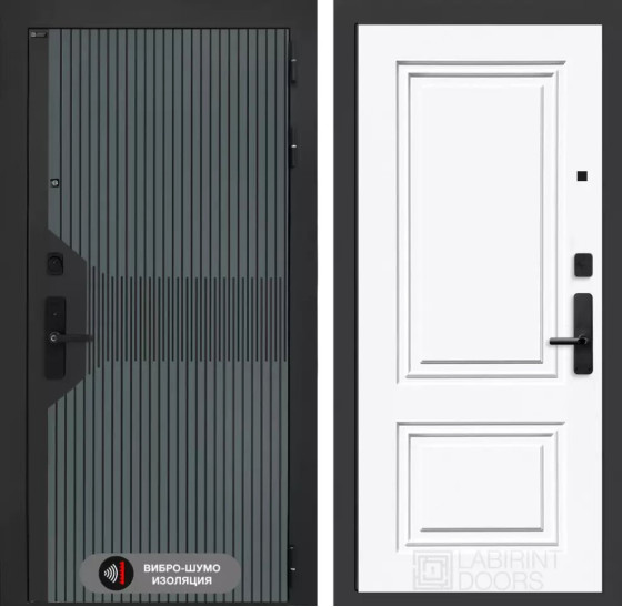Входная дверь Смартлаб 26 - Эмаль RAL 9003 | Фрезерованная МДФ панель 10 мм, цвет 