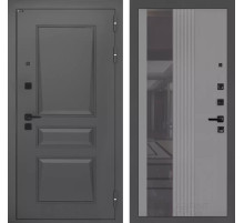 Входная дверь Орлеан с Зеркалом 32 тонированным - Серый рельеф софт