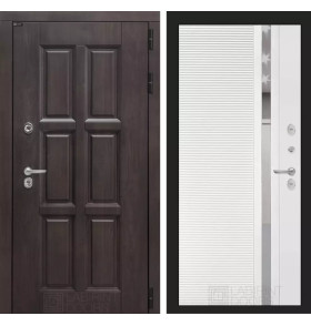 Входная дверь Лондон 31 - Белый софт, зеркальная вставка с тонировкой