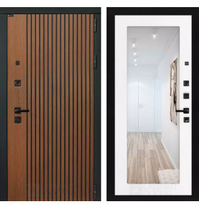 Входная дверь STORM с Зеркалом 18 - Белое дерево