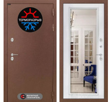 Входная дверь Термо Магнит с зеркалом Фацет - Белый софт