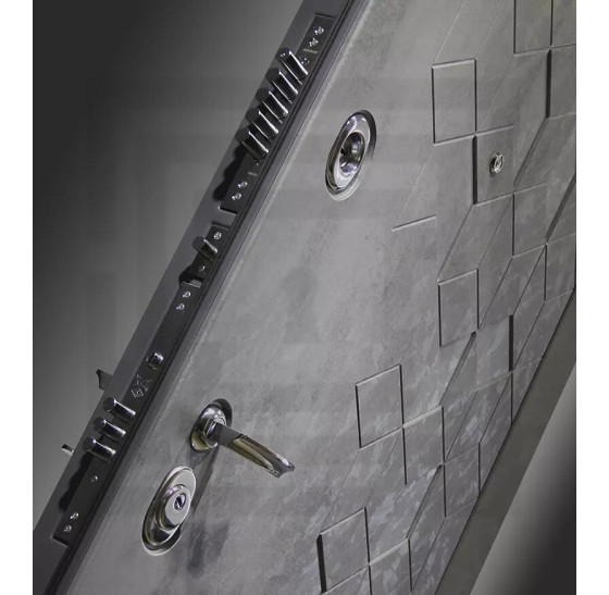 Входная дверь Бетон 08 - Кристалл вуд | Современная декоративная MDF панель 10 мм с наличником, цвет 