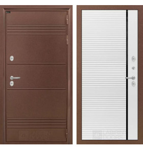 Входная дверь Термо Лайт 22 - Белый софт, черный молдинг