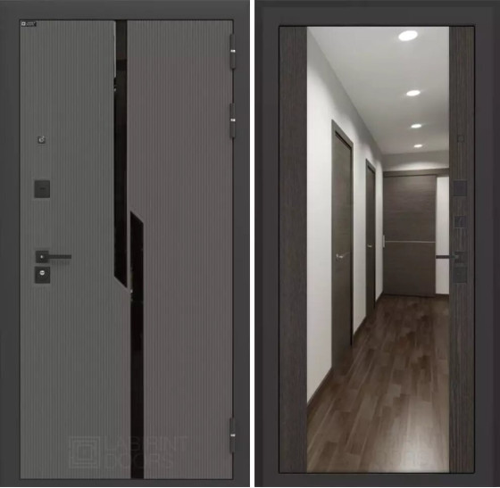 Входная дверь CARBON с зеркалом Максимум - Венге | Декоративная MDF панель 10 мм с черным стеклом фацет, цвет 