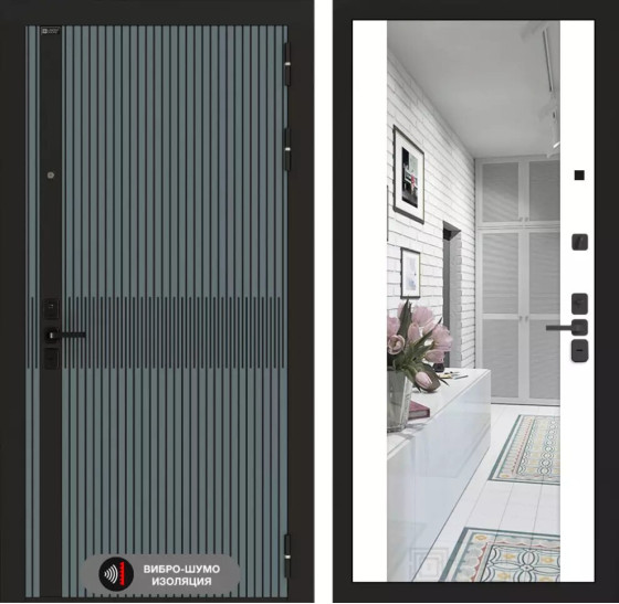 Входная дверь ISSIDA с Зеркалом Максимум - Белый софт | Фрезерованная МДФ панель 10 мм, цвет 