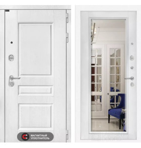 Входная дверь VERSAL с Зеркалом Фацет - Белый софт