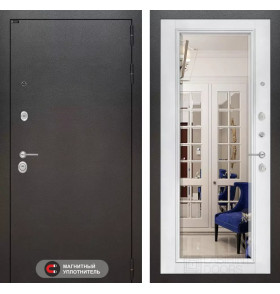 Входная дверь SILVER с Зеркалом Фацет - Белый софт