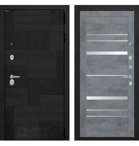 Входная дверь PAZL 20 - Бетон темный, зеркальные вставки