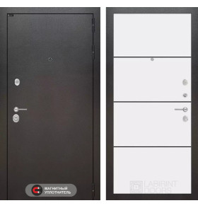 Входная дверь SILVER 25 - Белый софт, черный молдинг