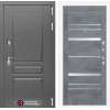 Входная дверь Платинум 20 - Бетон темный, зеркальные вставки | Декоративная MDF панель 16 мм с наличником, цвет 