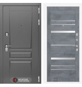 Входная дверь Платинум 20 - Бетон темный, зеркальные вставки