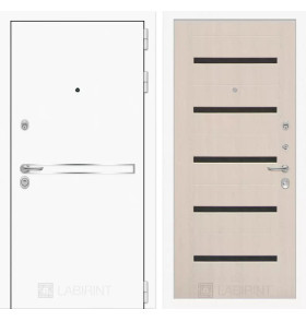 Входная дверь Лайн WHITE 01 - Беленый дуб, стекло черное