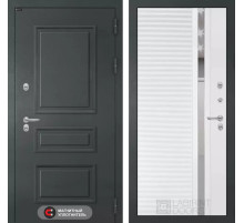 Входная дверь Атлантик 31 - Белый софт, зеркальная вставка с тонировкой