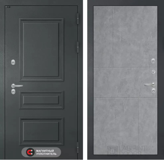 Входная дверь Атлантик 21 - Бетон светлый | Металлическая отделка 3D филенка